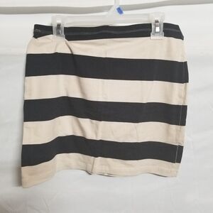 Divided Black and Cream Striped Mini Skirt